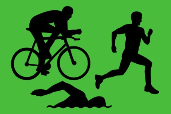 Icon/Symbolik für Triathlon - Läufer - Radfahrer - Schwimmer