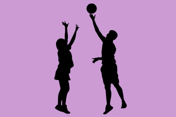 Symbolik für Handball - Mädchen und Junge mit Ball