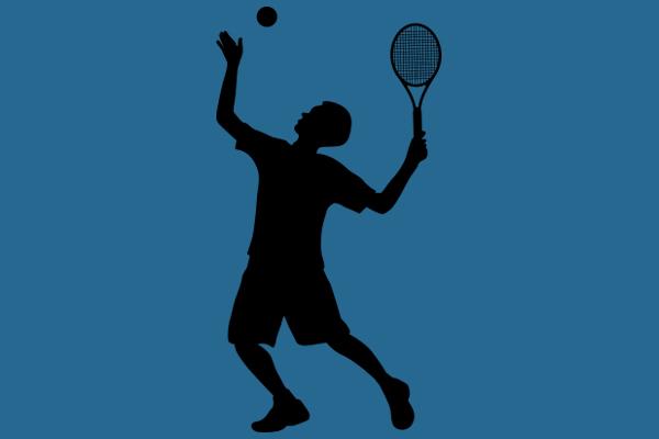 Schwarzes Icon von Tennisspieler
